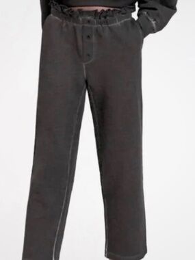 Something Navy Taylor Ruffled Paperbag Sweatpants Size M